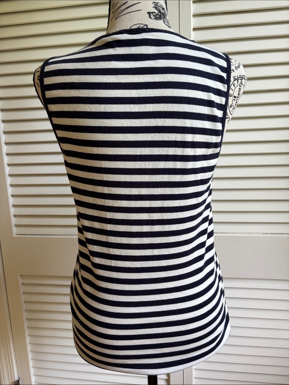 NWOT J. Crew Navy & White Wide Stripe Sleeveless Top Tank Tee L - Picture 3 of 6